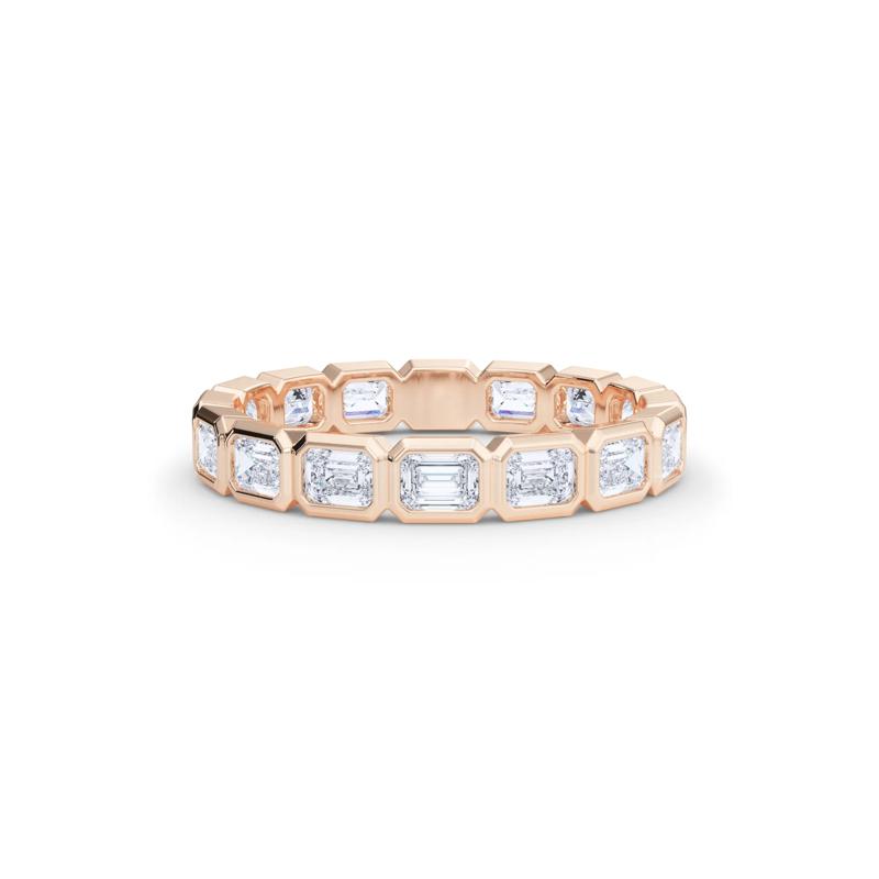 Diamond Emerald-Cut Bezel-Set True Eternity Band in 14K Rose Gold  – Image 1 of 5