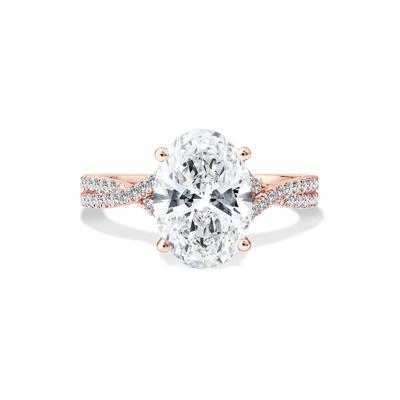 Lab Grown Diamond Oval-Shaped Engagement Ring in 18K Rose Gold (3 1/3 ct. tw.)