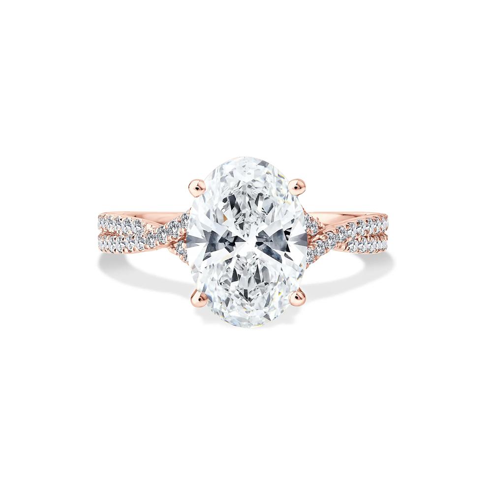 Lab Grown Diamond Oval-Shaped Engagement Ring in 18K Rose Gold (3 1/3 ct. tw.) – Image 1 of 4