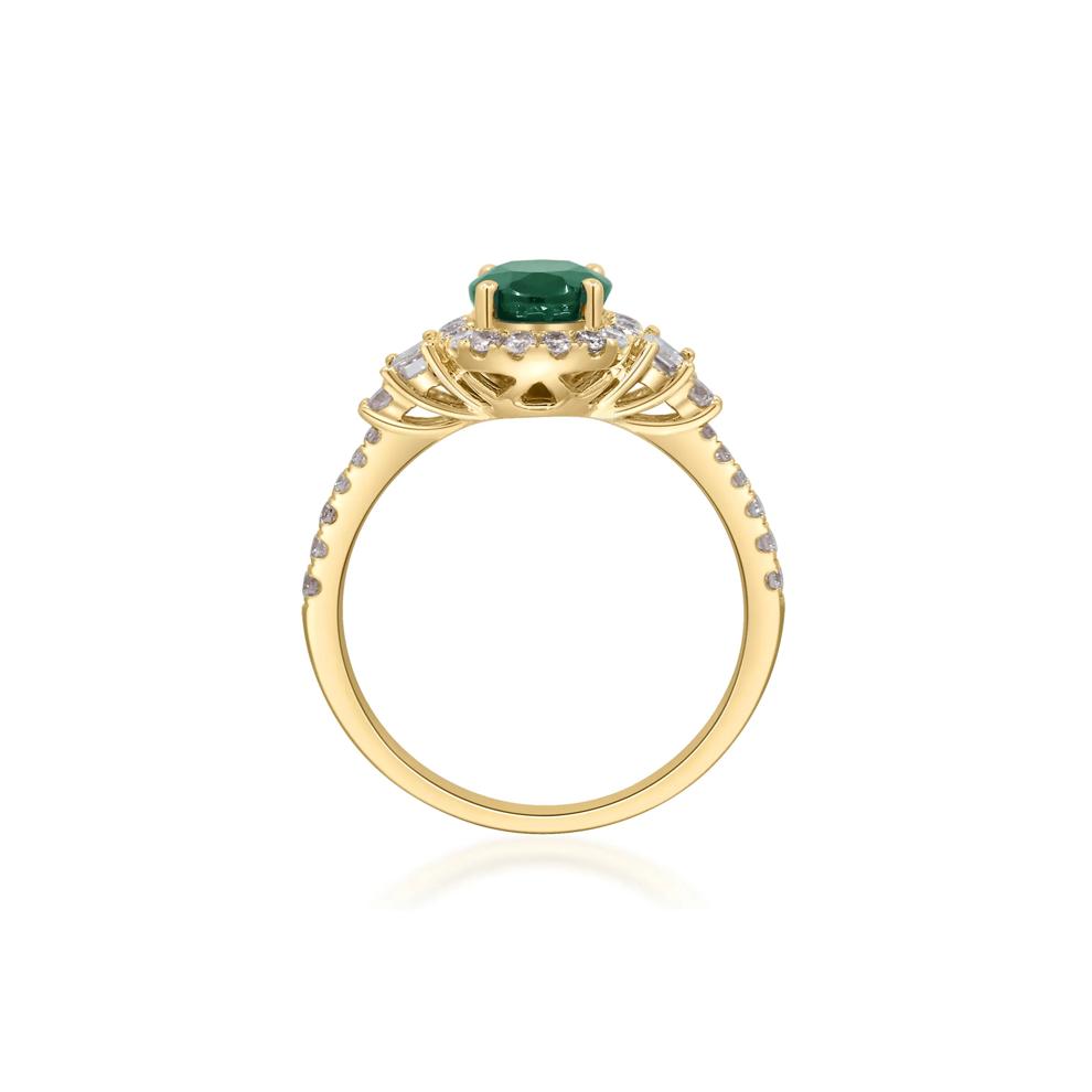 Emerald and Diamond Oval Halo Ring in 14K Yellow Gold (5/8 ct. tw.) – Image 2 of 3