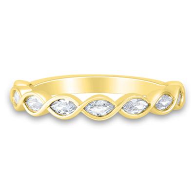 Lab Grown Diamond Marquise Wave Band in 10K Yellow Gold (1/2 ct. tw.)