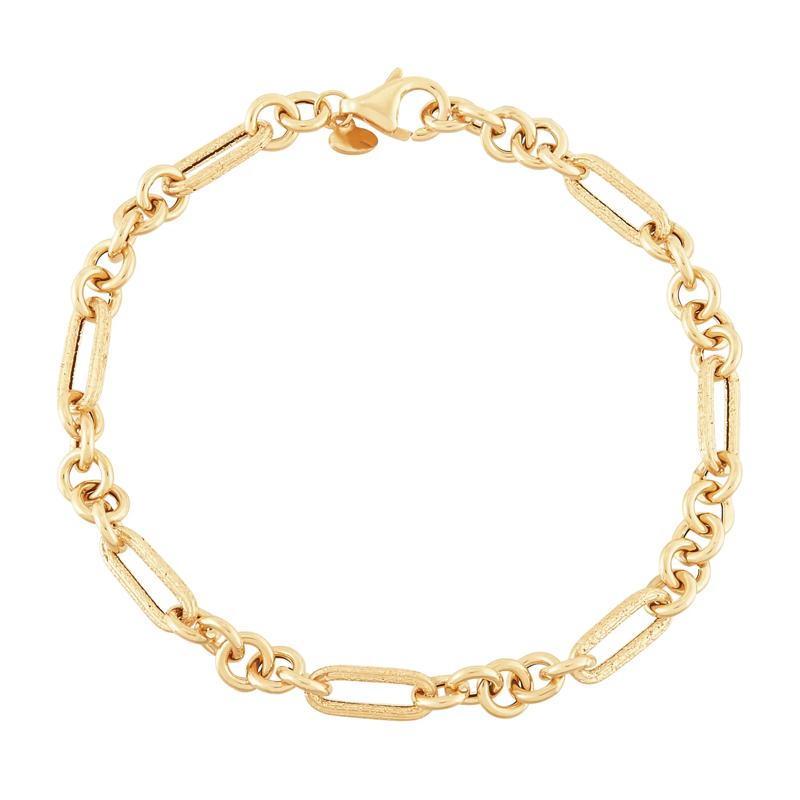 Hollow Paperclip Link Bracelet in 10K Yellow Gold, 5MM, 7.5&quot; – Image 1 of 2