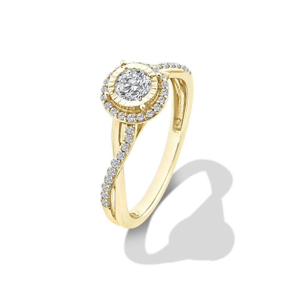 Lab Grown Diamond Round Illusion Promise Ring in 10K Yellow Gold (1/2 ct. tw.) – Image 4 of 4