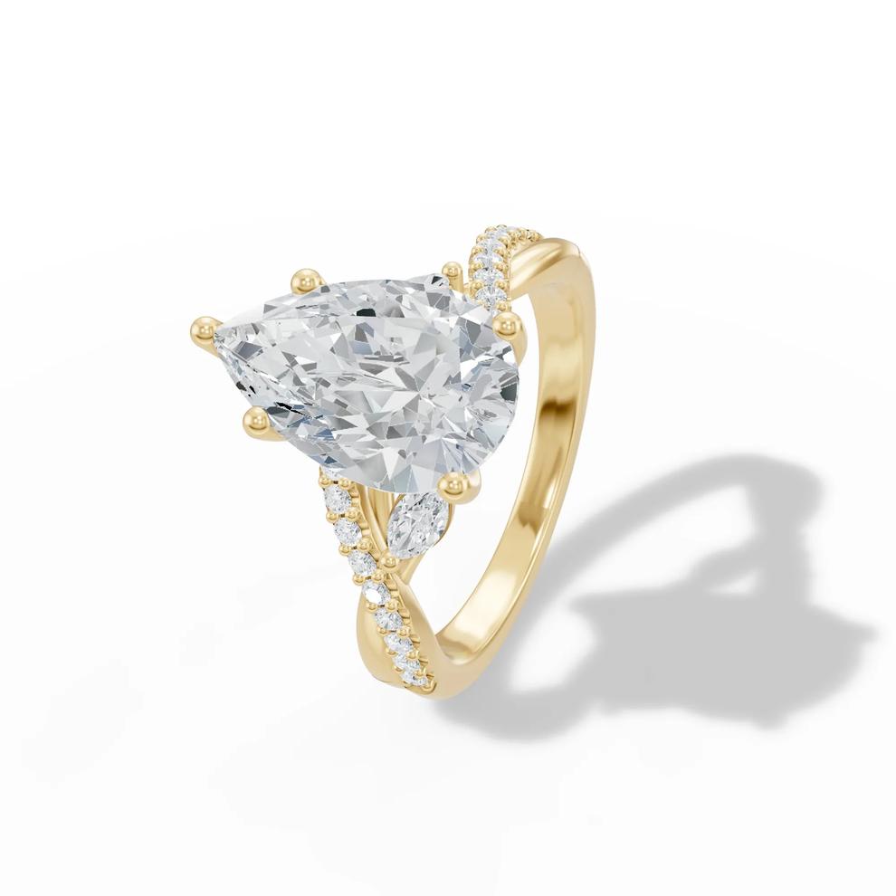 Lab Grown Diamond Pear Center Engagement Ring in 14K Yellow Gold (3 1/3 ct. tw.) – Image 4 of 4