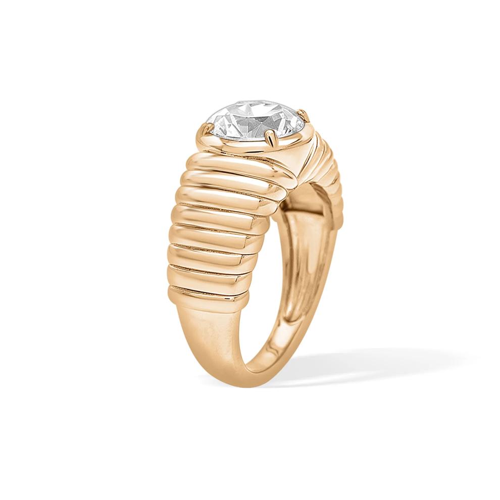 Lab-Created White Sapphire Round Ring in 14K Gold Vermeil – Image 3 of 4