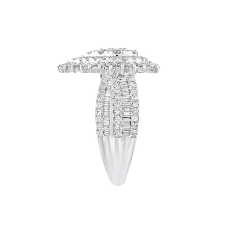 Round and Baguette Diamond Engagement Ring in 14K White Gold &#40;2 ct. tw.&#41; – Image 3 of 3