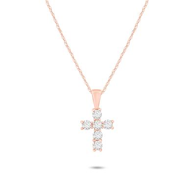 Diamond Cross Pendant Necklace in 14K Rose Gold (1/5 ct. tw.)