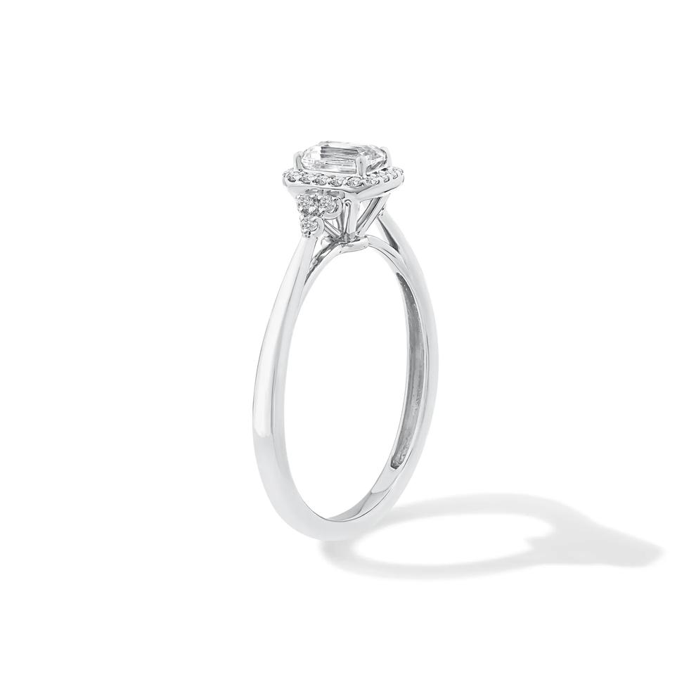 Lab Grown Diamond Emerald Center Halo Promise Ring in 10K White Gold (1/2 ct. tw.) – Image 3 of 4