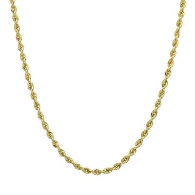 Heavy Hollow Glitter Rope Chain Necklace in 10K Yellow Gold, 20"
