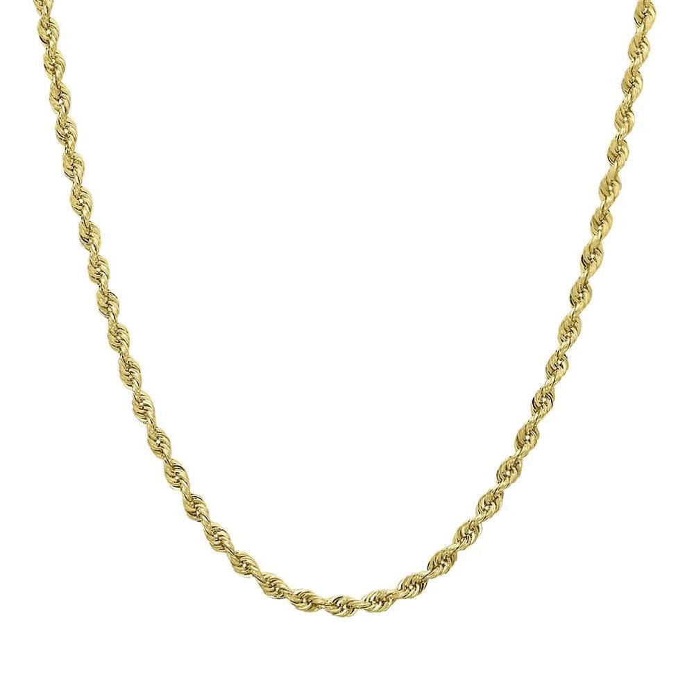 Heavy Hollow Glitter Rope Chain Necklace in 10K Yellow Gold, 20" – Image 1 of 3