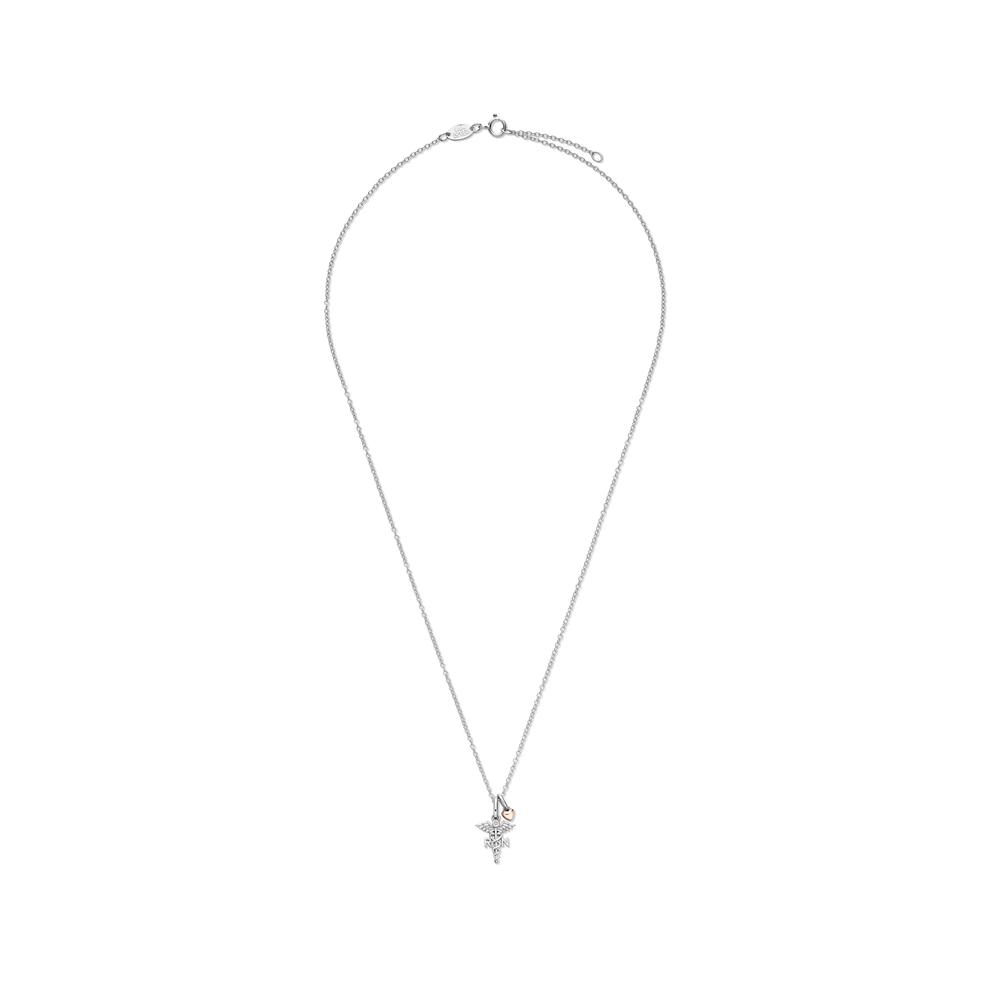 Lab Grown Diamond Accent RN Pendant in Sterling Silver &amp; 10K Rose Gold – Image 3 of 5