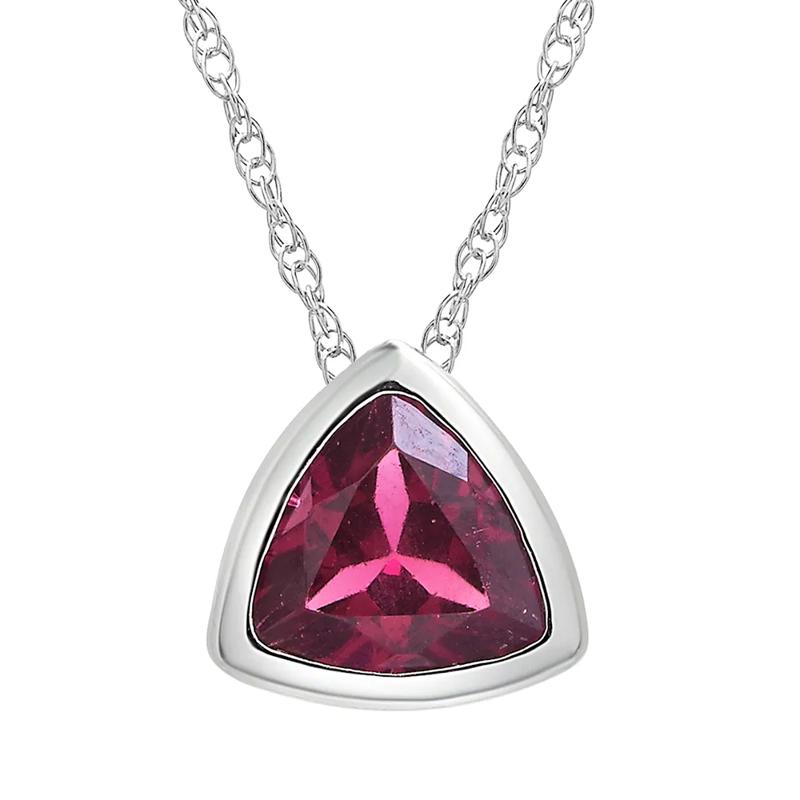 Garnet Pendant with Trillion Cut in 10K White Gold – Image 1 of 3