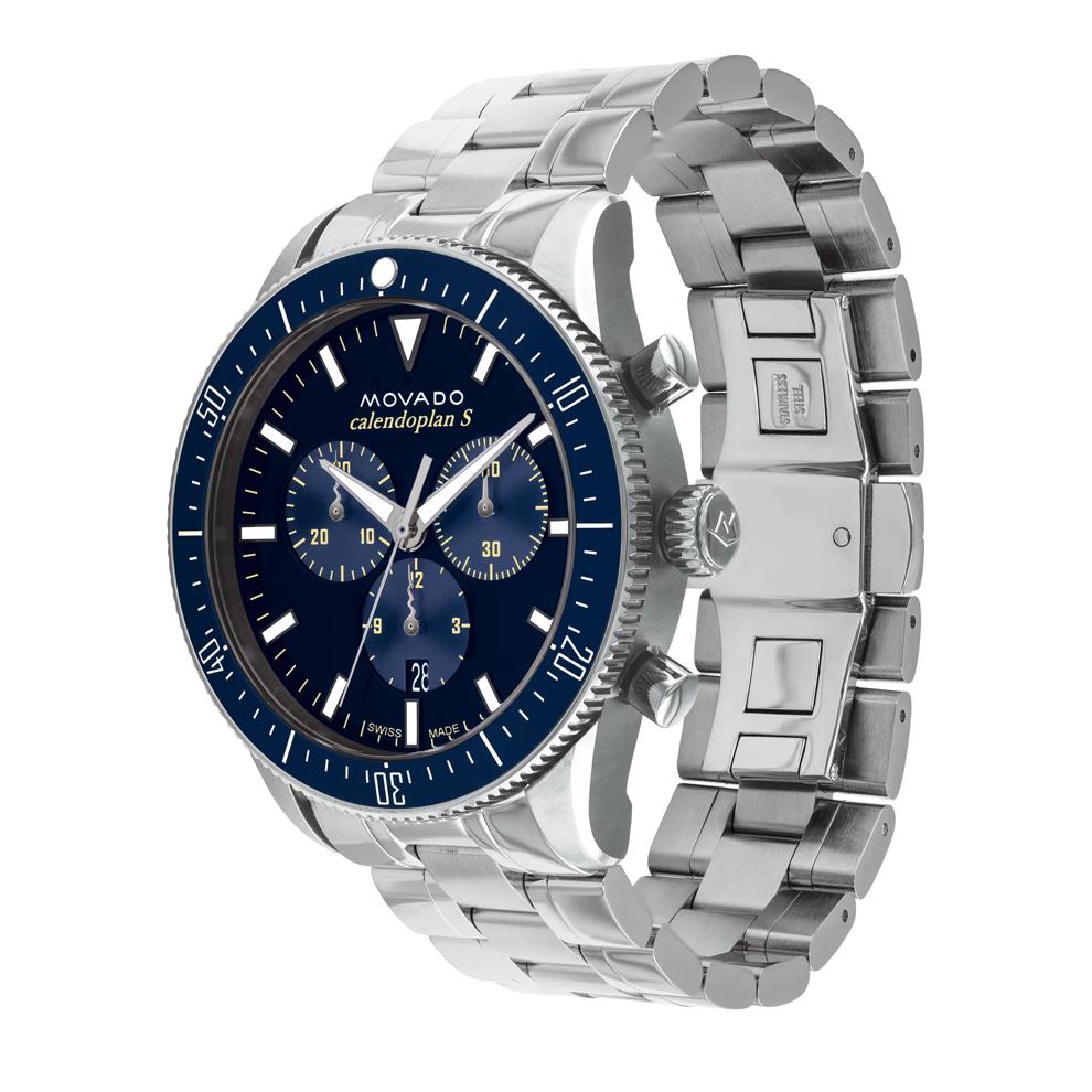 Men's Heritage Calendoplan S Chronograph Watch With Blue Dial and Stainless Steel Bracelet – Image 2 of 3
