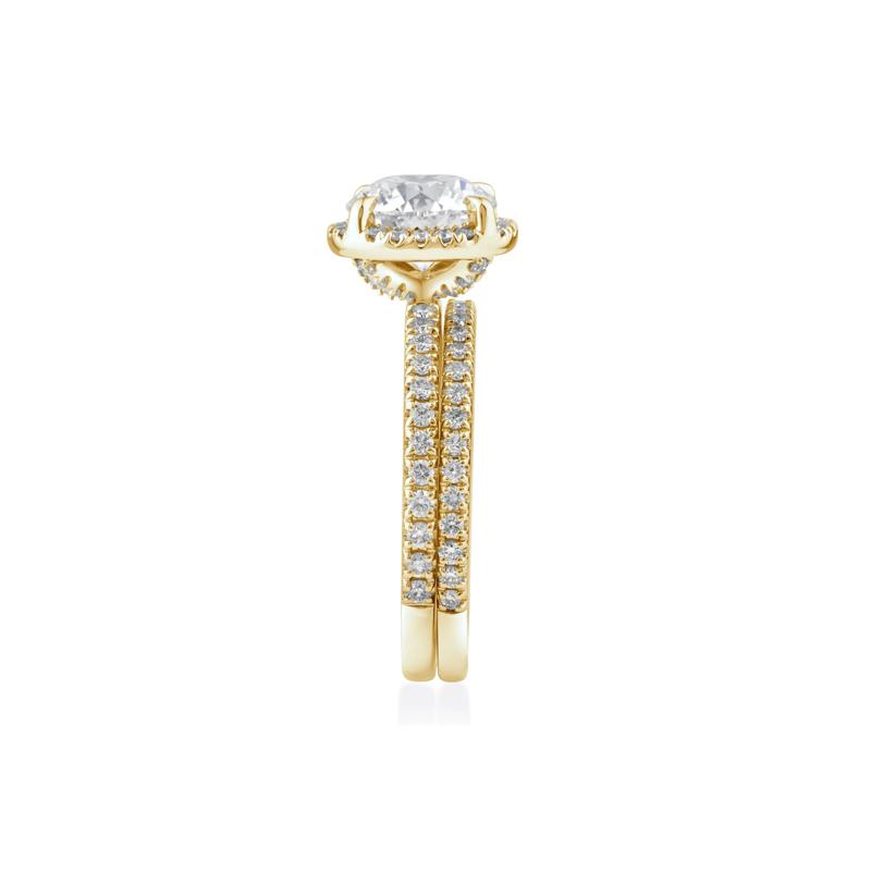 Lab Grown Diamond Round Halo Bridal Set in 14K Yellow Gold &#40;2 3/4 ct. tw.&#41; – Image 3 of 3