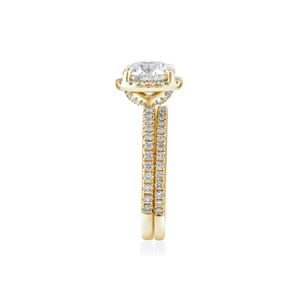 Lab Grown Diamond Round Halo Bridal Set in 14K Yellow Gold (2 3/4 ct. tw.) – Image 3 of 3