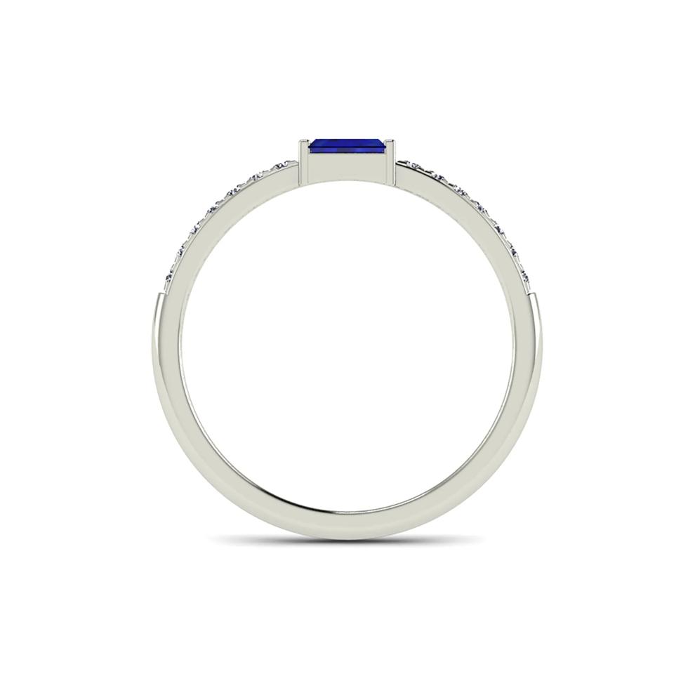 Blue Sapphire &amp; Diamond Stack Band in 10K White Gold (1/10 ct. tw.) – Image 2 of 4