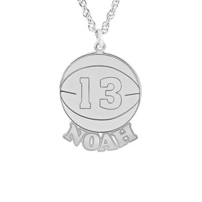 Personalized Nameplate Basketball Pendant