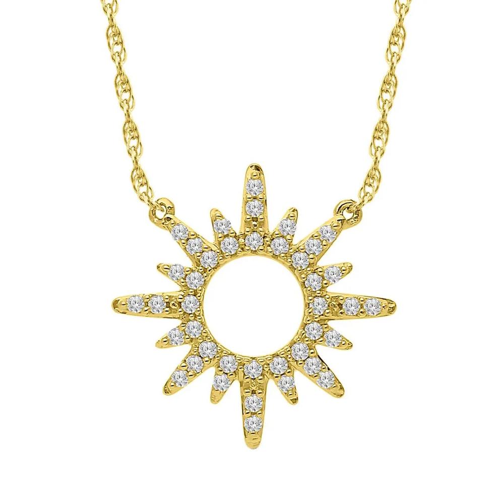 1/8 ct. tw. Diamond Sun Necklace in 10K Yellow Gold – Image 1 of 3