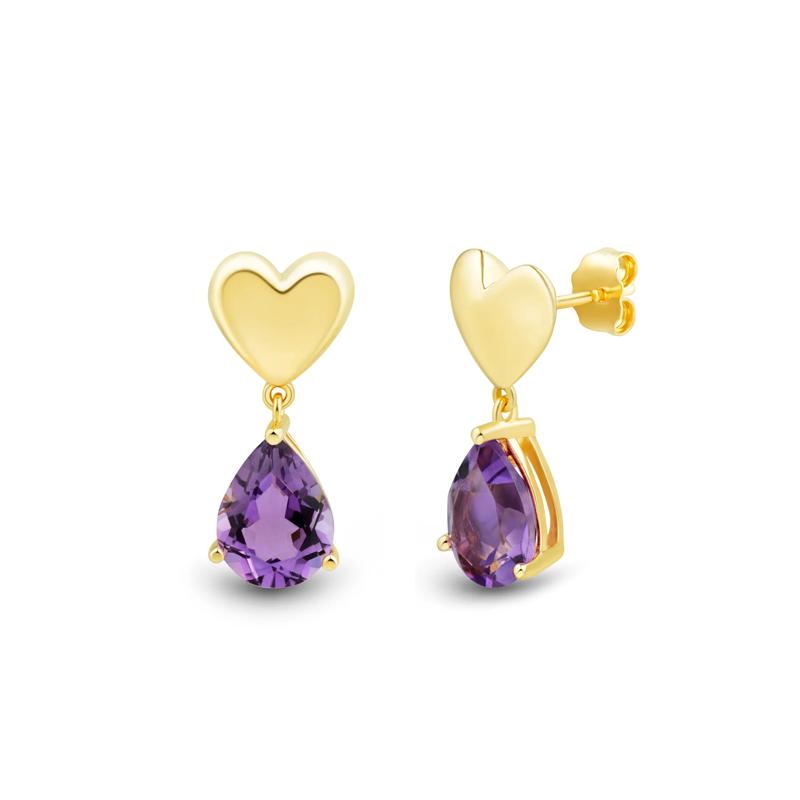 Amethyst Heart Drop Earring and Pendant Set in Vermeil – Image 5 of 6