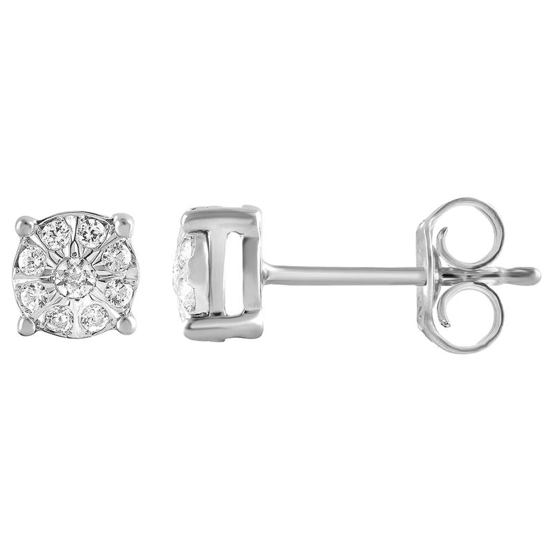 Diamond Cluster Stud Earrings in 10K White Gold &#40;1/5 ct. tw.&#41; – Image 1 of 1