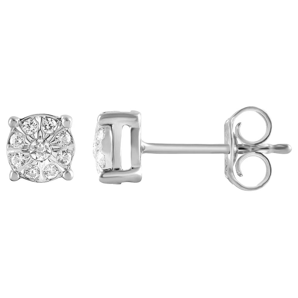Diamond Cluster Stud Earrings in 10K White Gold (1/5 ct. tw.) – Image 1 of 1