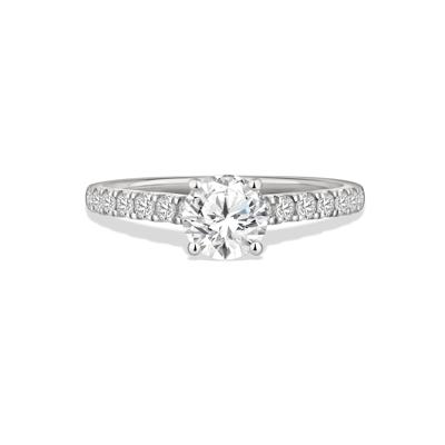 Lab Grown Diamond Round Center Engagement Ring in 10K White Gold (1 1/3 ct. tw.)