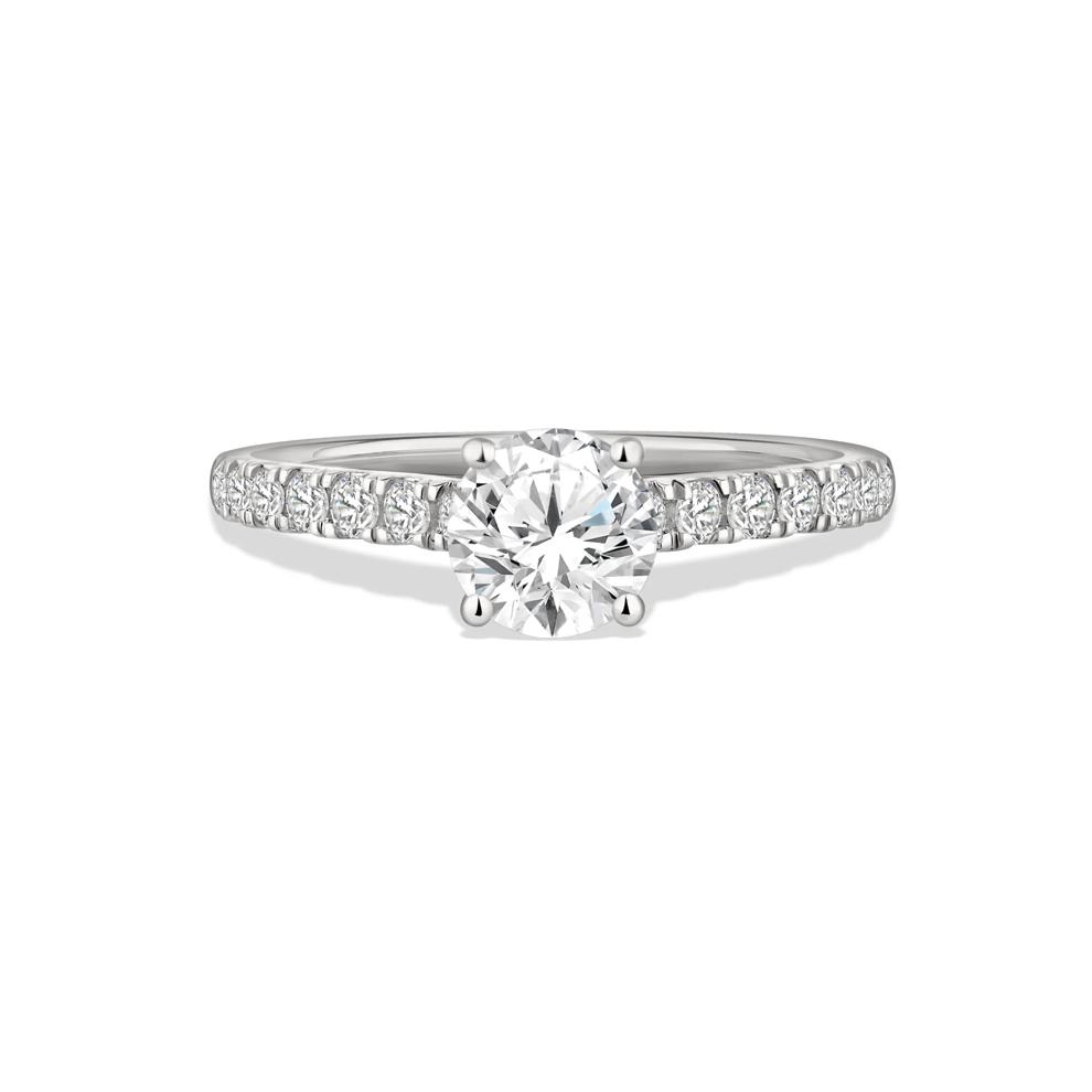 Lab Grown Diamond Round Center Engagement Ring in 10K White Gold (1 1/3 ct. tw.) – Image 1 of 4