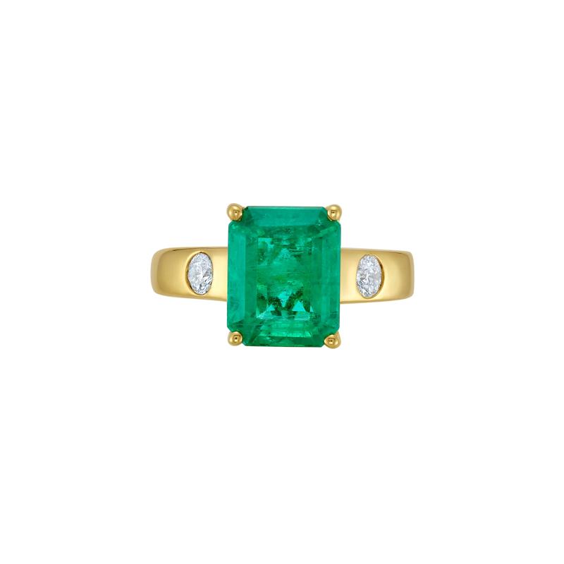 Emerald and Diamond Ring in 14K Yellow Gold &#40;1/5 ct. tw.&#41; – Image 1 of 4