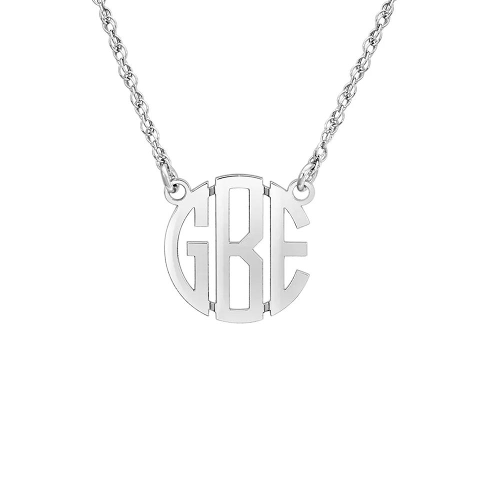 Block Letter Monogram Necklace Sterling