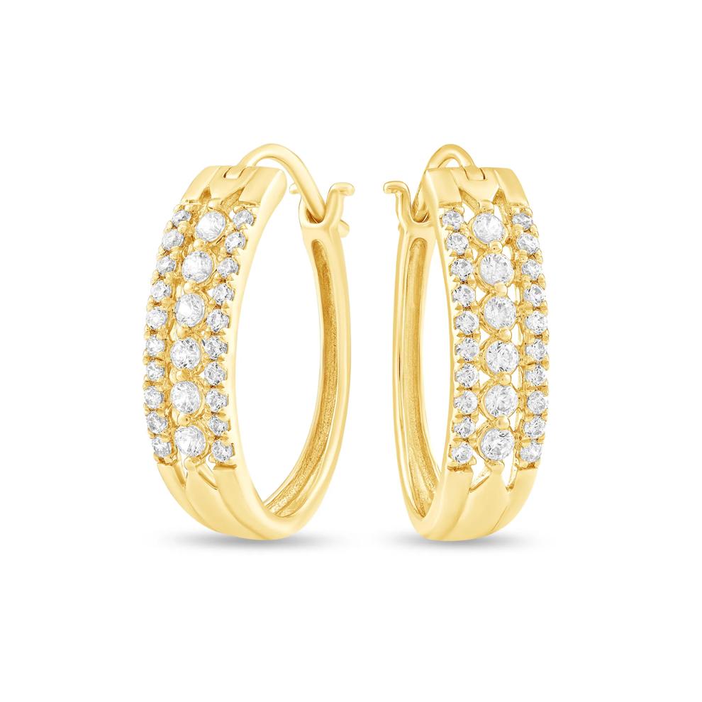 Diamond Multi-Row Hoop Earrings in 10K Yellow Gold (1/2 ct. tw.) – Image 1 of 2