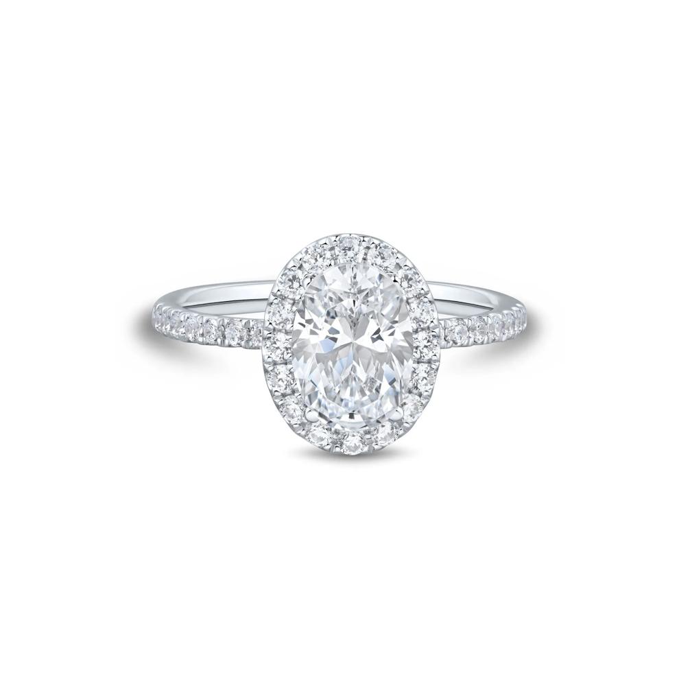 Lab Grown Diamond Oval Halo Engagement Ring in 14K White Gold (2 ct. tw.) – Image 1 of 3