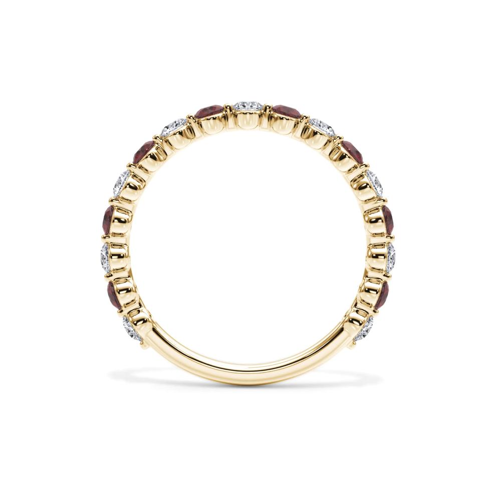 Lab Grown Diamond  &amp; Lab-Created Ruby Half Eternity Anniversary Band in 14K Yellow Gold (1/3 ct. tw.) – Image 2 of 4