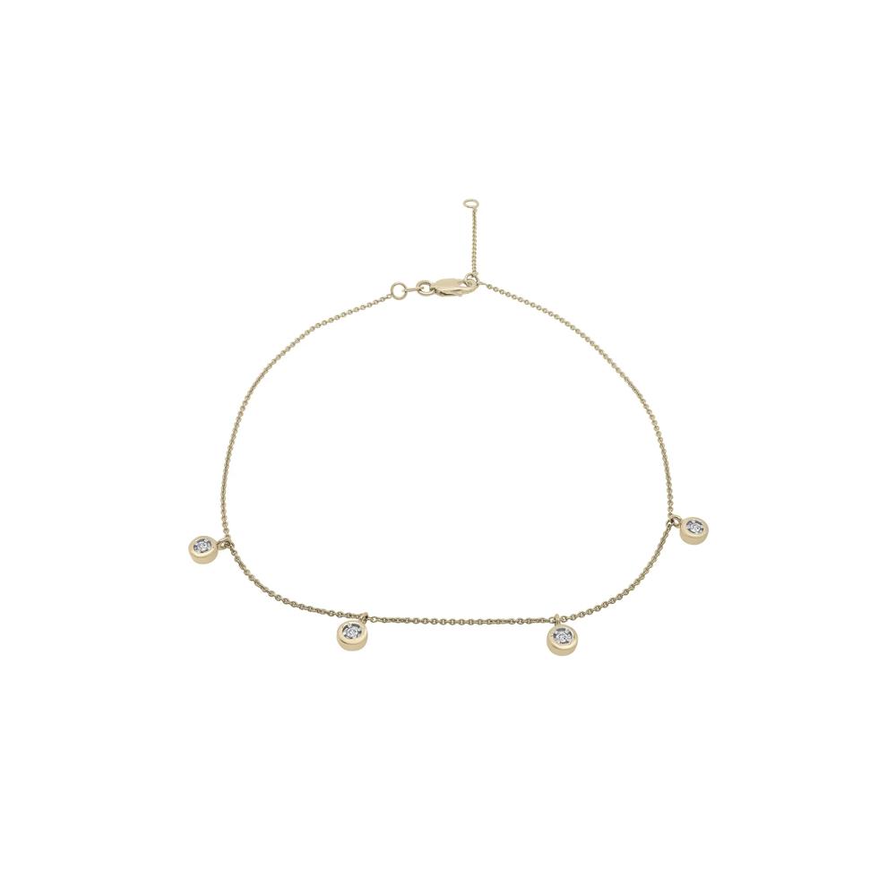 Diamond Accent Anklet with Bezel Setting in 10K Yellow Gold – Image 1 of 1