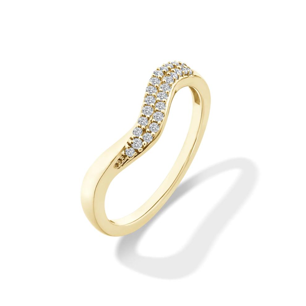 Lab Grown Diamond Asymmetric Bold Gold Contour Band in 10K Yellow Gold (1/7 ct. tw.) – Image 4 of 4