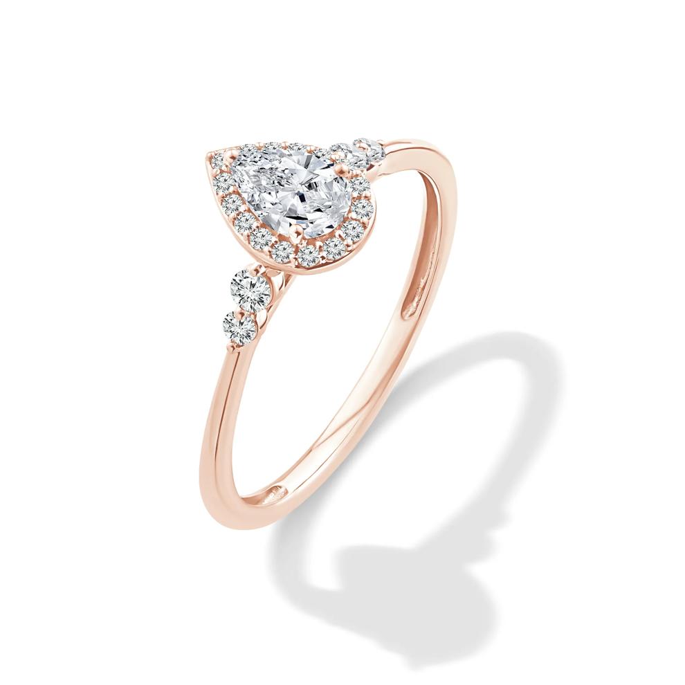 Lab Grown Diamond Pear-Shaped Halo Center Promise Ring in 10K Rose Gold (1/2 ct. tw.) – Image 4 of 4