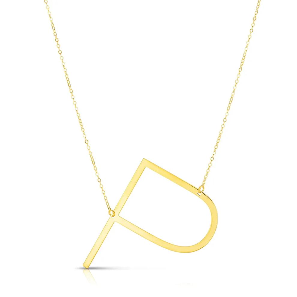 "P" Initial Necklace in 14K Yellow Gold – Image 1 of 3