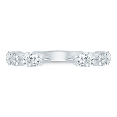 Lab Grown Diamond Round & Marquise Open Anniversary Band in 14K Gold