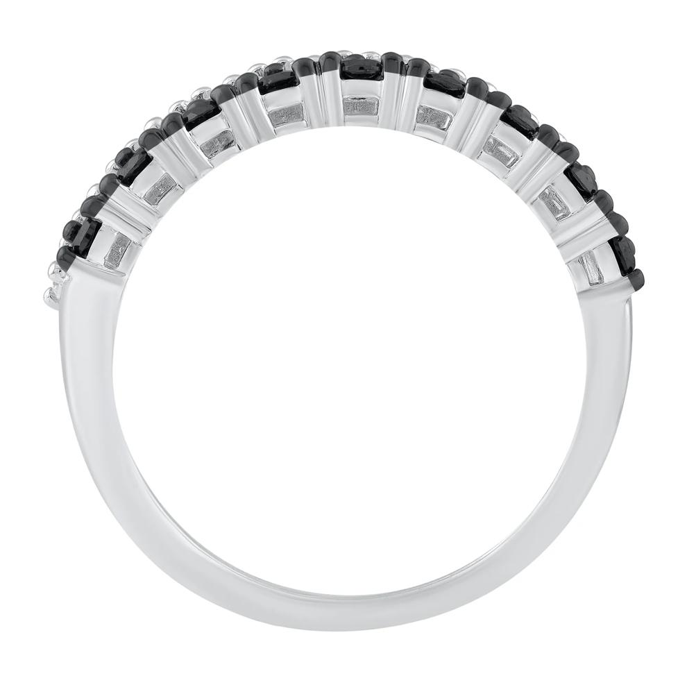 Black &amp; White Diamond Double-Row Band in Sterling Silver (3/4 ct. tw.) – Image 2 of 3