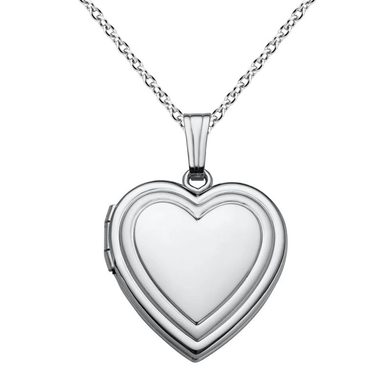 Heart Locket Necklace in Sterling Silver, 18&quot; – Image 1 of 4
