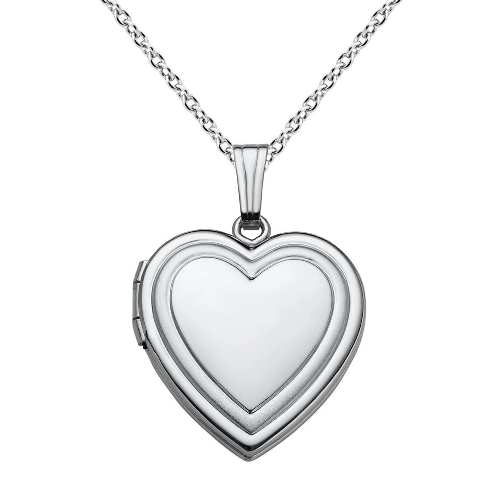 Heart Locket Necklace in Sterling Silver, 18" – Image 1 of 4