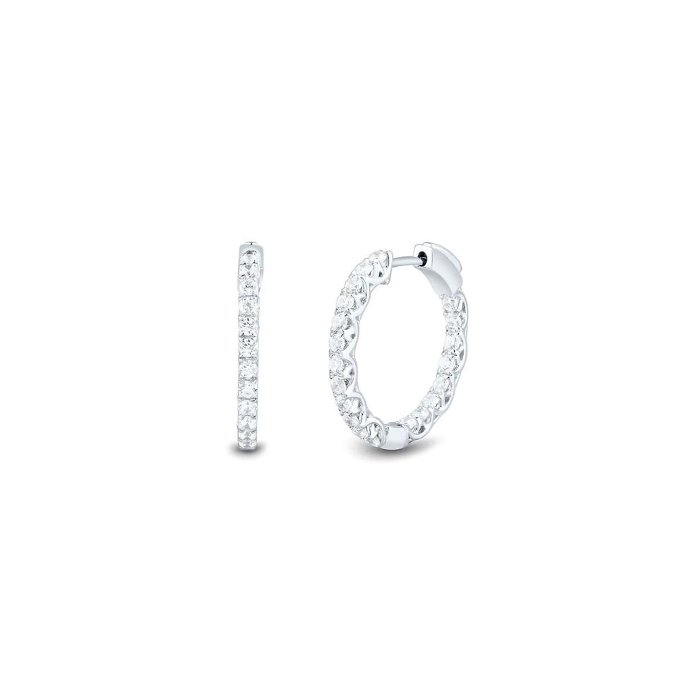 1 ct. tw. Lab Grown Diamond Inside-Out Hoop Earrings in 14K White Gold – Image 1 of 1