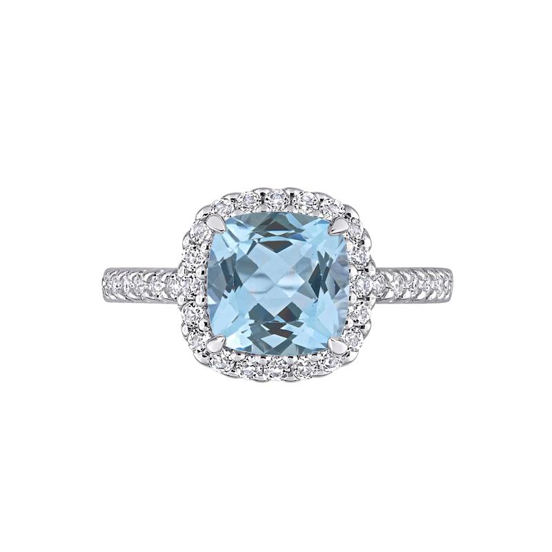 Blue &amp; White Topaz Ring in 10K White Gold – Image 1 of 5