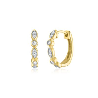 Diamond Huggie Hoop Earrings in 10K Yellow Gold (1/10 ct. tw.)