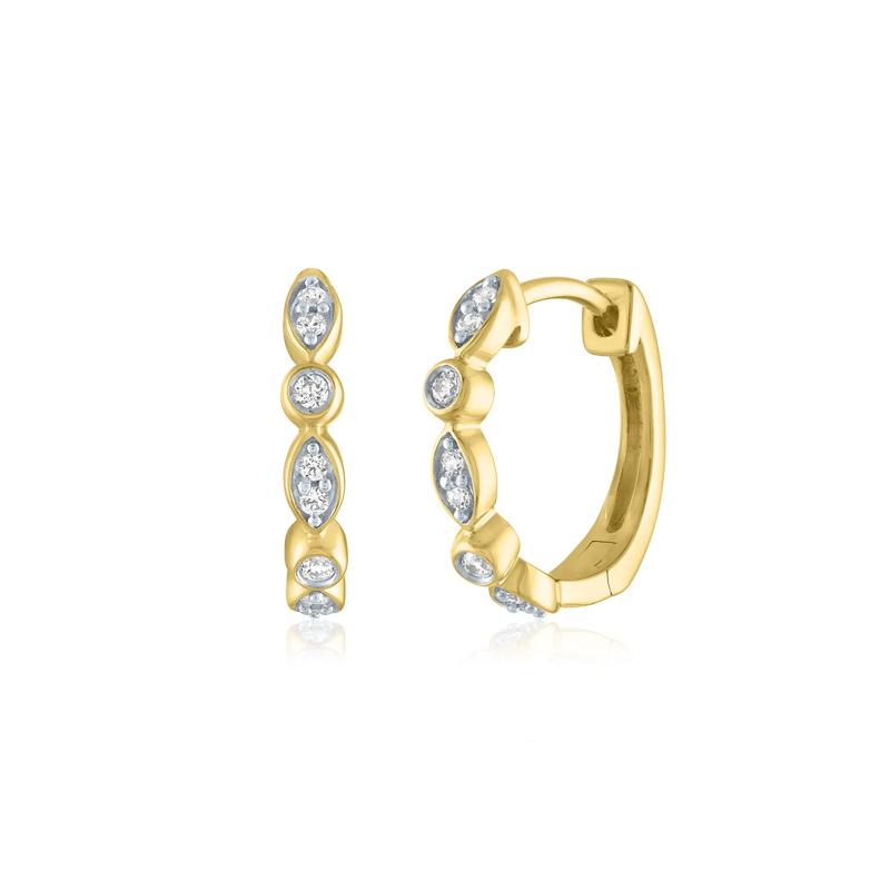 Diamond Huggie Hoop Earrings in 10K Yellow Gold &#40;1/10 ct. tw.&#41; – Image 1 of 1