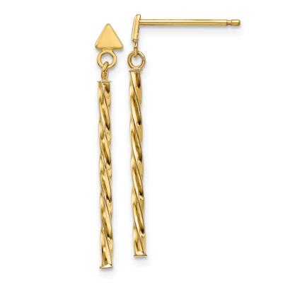 Twisted Bar Drop Earrings in 14K Yellow Gold