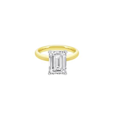 Lab Grown Diamond Emerald-Cut Solitaire Ring in 14K Yellow & White Gold (4 ct.)