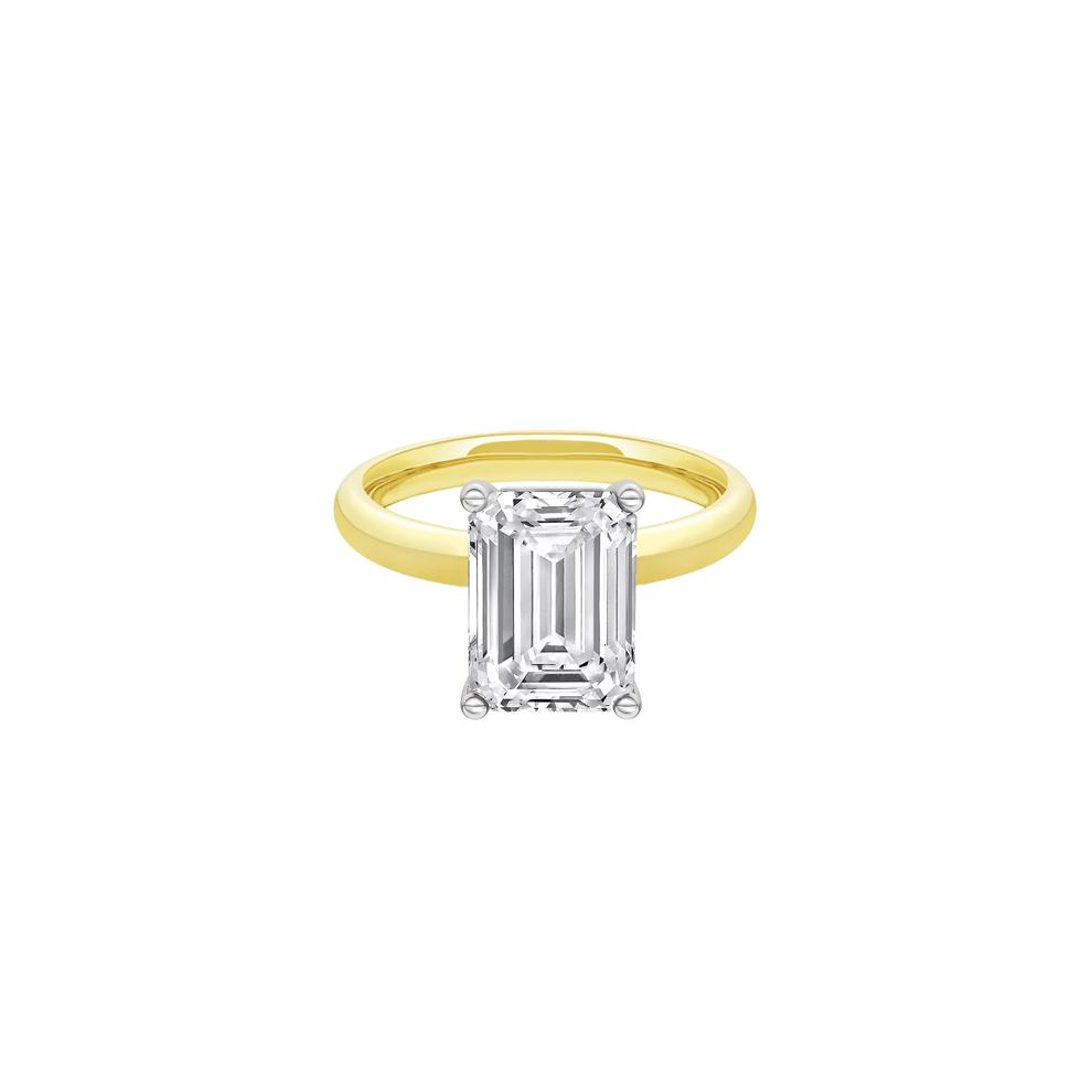 Lab Grown Diamond Emerald-Cut Solitaire Ring in 14K Yellow &amp; White Gold (4 ct.) – Image 1 of 4