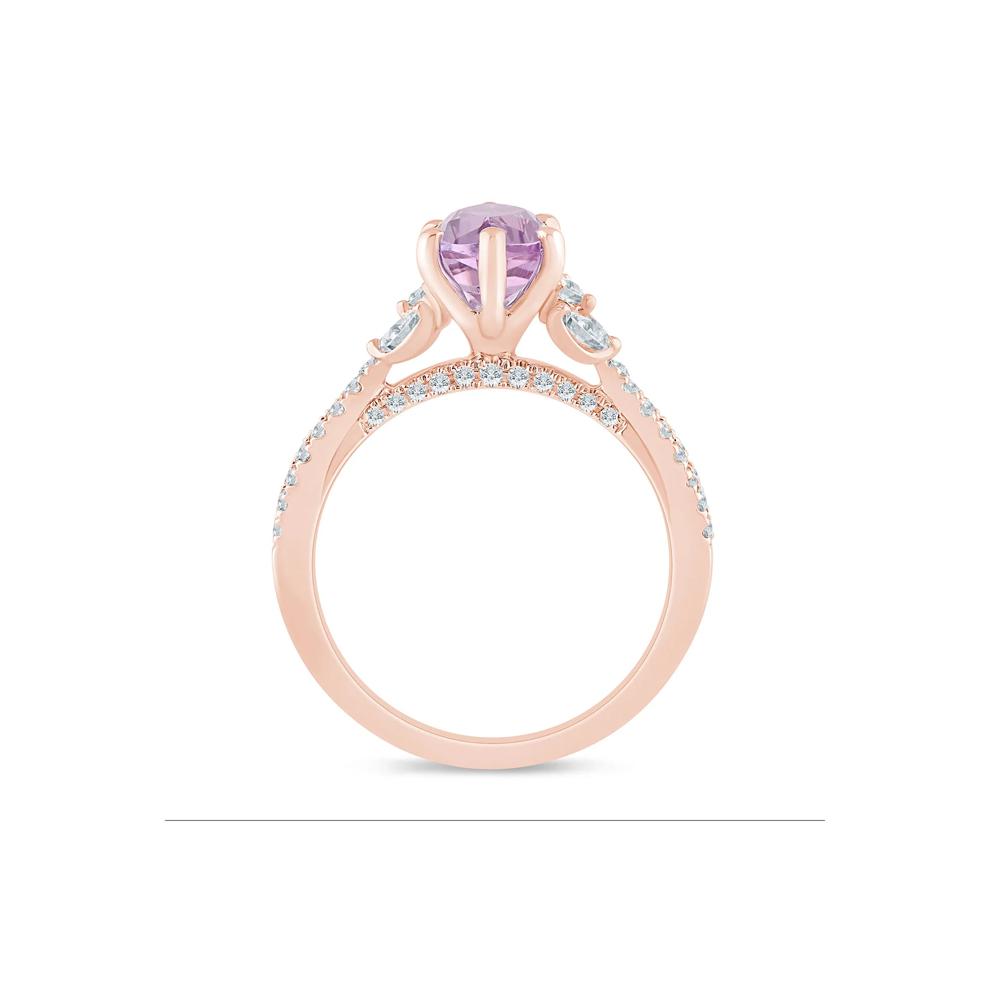Heidi Pink Amethyst &amp; Lab Grown Diamond  Engagement Ring in 14K Rose &amp; Yellow Gold (1/2 ct. tw.) – Image 2 of 3