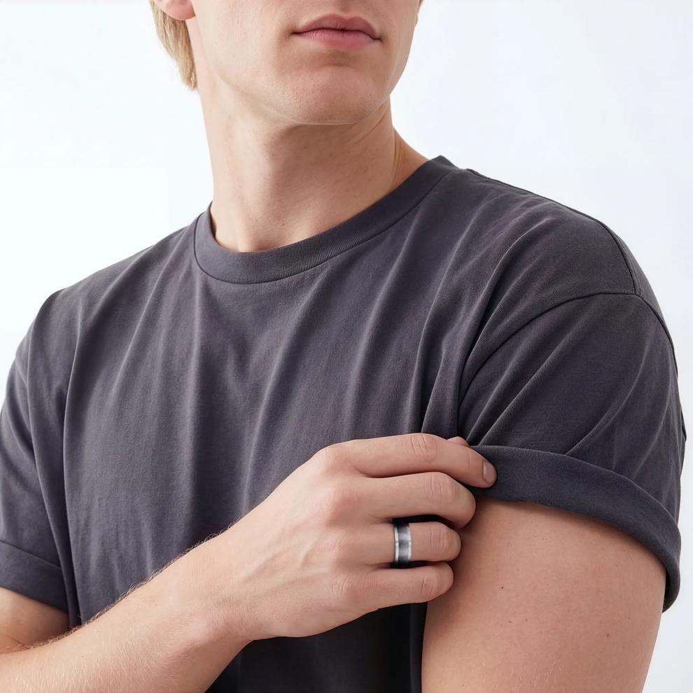 Men's Sandblast Finish Band in Tantalum, 7MM – Image 4 of 4