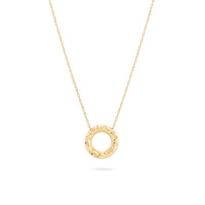 Circle Pendant on Rope Chain in 10K Yellow Gold